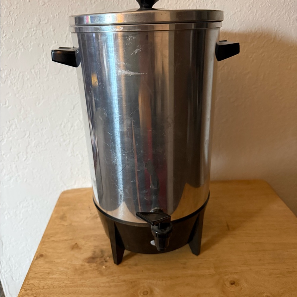 Stainless Steel Coffee Urn with Black Handles